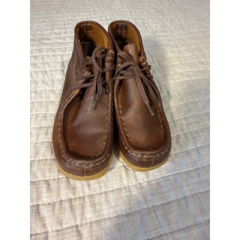 Clarks Originals Kids Wallabee Boots Dark Brown Beeswax Leather Size 12.5 M
